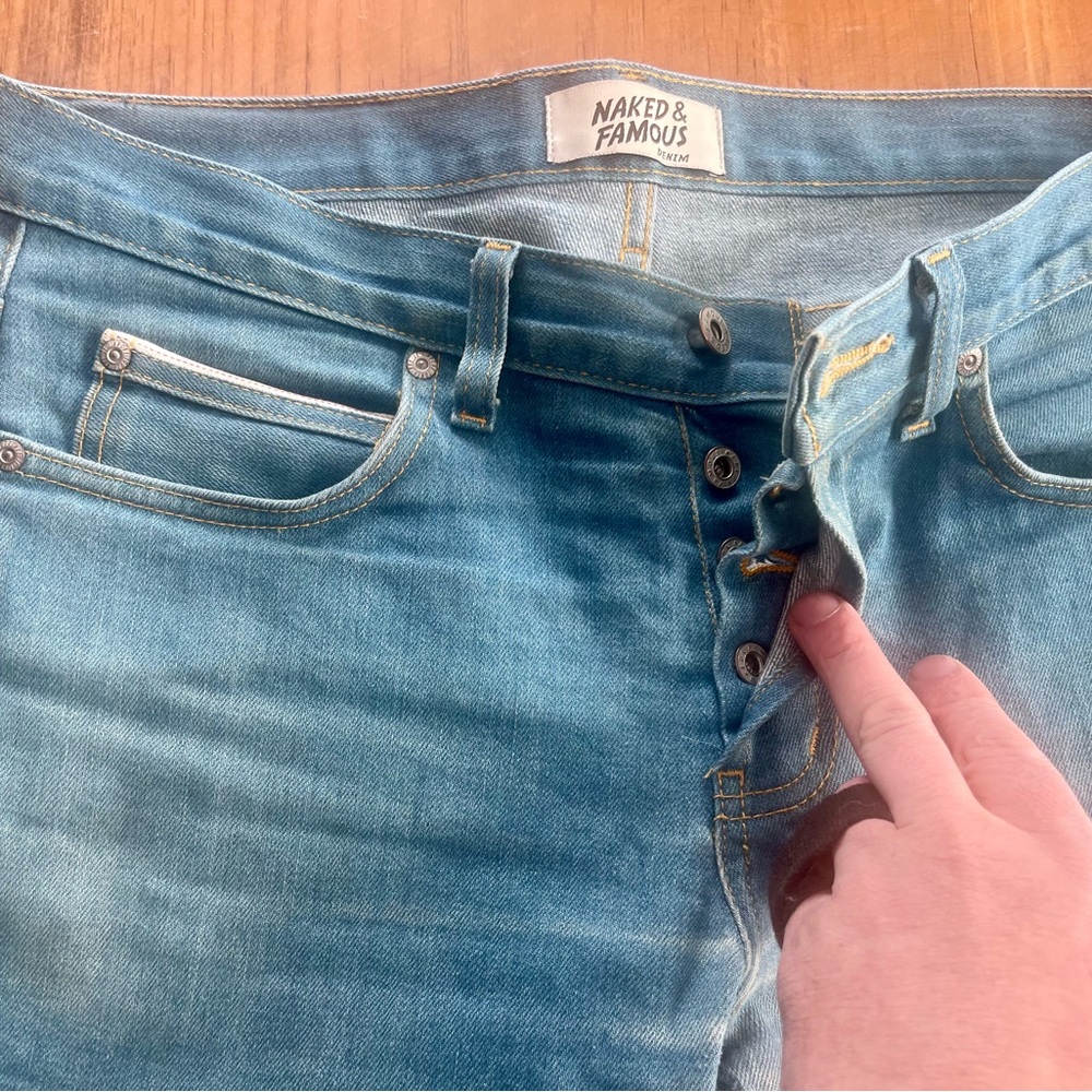 Naked & Famous Denim Light Blue Slim Jeans - Picture 3 of 6